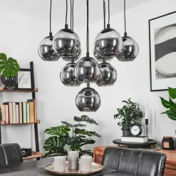 Suspension Verre Fumé-hofstein Suspension Sernf Noir, 10 lumières