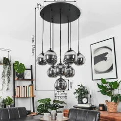 Suspension Verre Fumé-hofstein Suspension Sernf Noir, 10 lumières