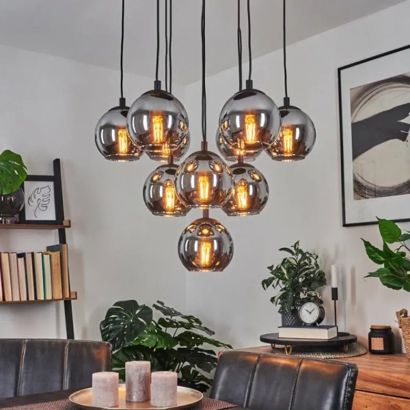 Suspension Verre Fumé-hofstein Suspension Sernf Noir, 10 lumières