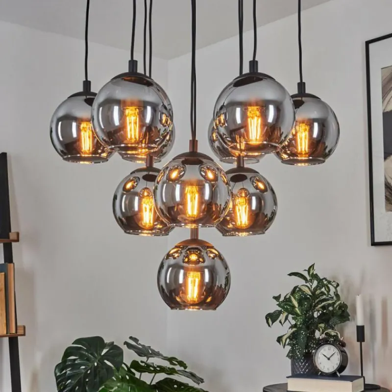 Suspension Verre Fumé-hofstein Suspension Sernf Noir, 10 lumières