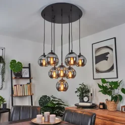 Suspension Verre Fumé-hofstein Suspension Sernf Noir, 10 lumières