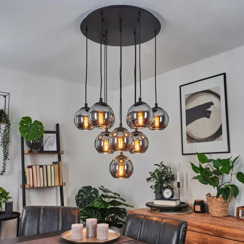 Suspension Verre Fumé-hofstein Suspension Sernf Noir, 10 lumières