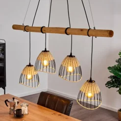 Style Boho-Chic-hofstein Suspension Shalo Bois foncé, Noir, 4 lumières