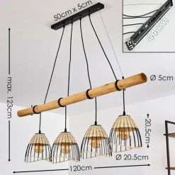 Style Boho-Chic-hofstein Suspension Shalo Bois foncé, Noir, 4 lumières