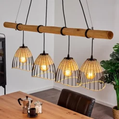 Style Boho-Chic-hofstein Suspension Shalo Bois foncé, Noir, 4 lumières