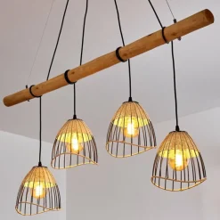 Style Boho-Chic-hofstein Suspension Shalo Bois foncé, Noir, 4 lumières