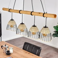 Style Boho-Chic-hofstein Suspension Shalo Bois foncé, Noir, 4 lumières