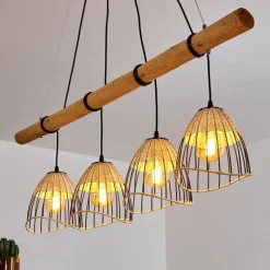 Style Boho-Chic-hofstein Suspension Shalo Bois foncé, Noir, 4 lumières