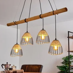 Style Boho-Chic-hofstein Suspension Shalo Bois foncé, Noir, 4 lumières