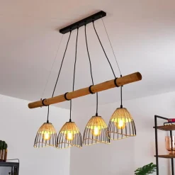 Style Boho-Chic-hofstein Suspension Shalo Bois foncé, Noir, 4 lumières