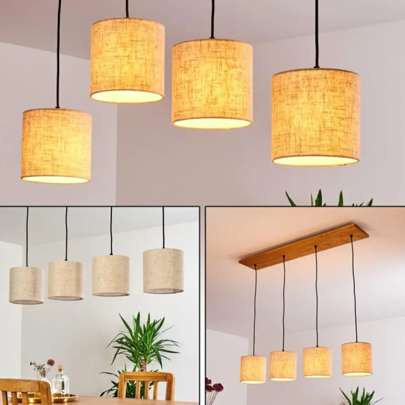 Lampes En Tissu-hofstein Suspension Shiburg Bois clair, 4 lumières