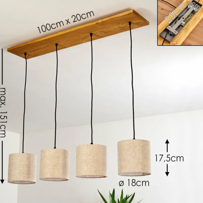 Lampes En Tissu-hofstein Suspension Shiburg Bois clair, 4 lumières