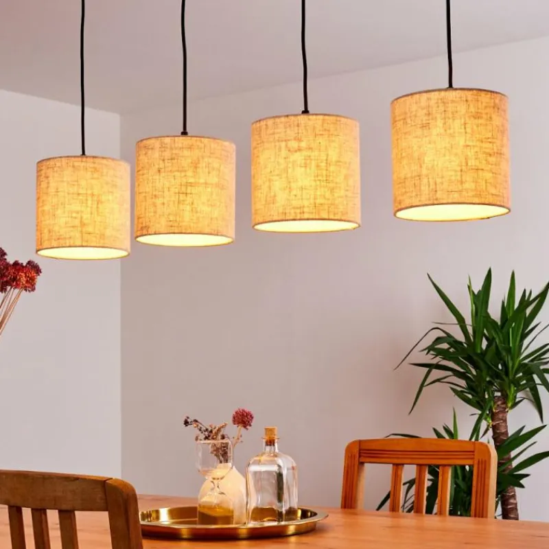 Lampes En Tissu-hofstein Suspension Shiburg Bois clair, 4 lumières