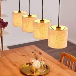 Lampes En Tissu-hofstein Suspension Shiburg Bois clair, 4 lumières