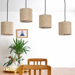 Lampes En Tissu-hofstein Suspension Shiburg Bois clair, 4 lumières