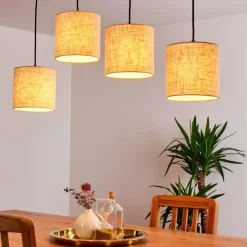 Lampes En Tissu-hofstein Suspension Shiburg Bois clair, 4 lumières