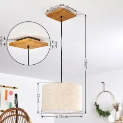 Lampes En Tissu-hofstein Suspension Shiburg Bois clair, 1 lumière