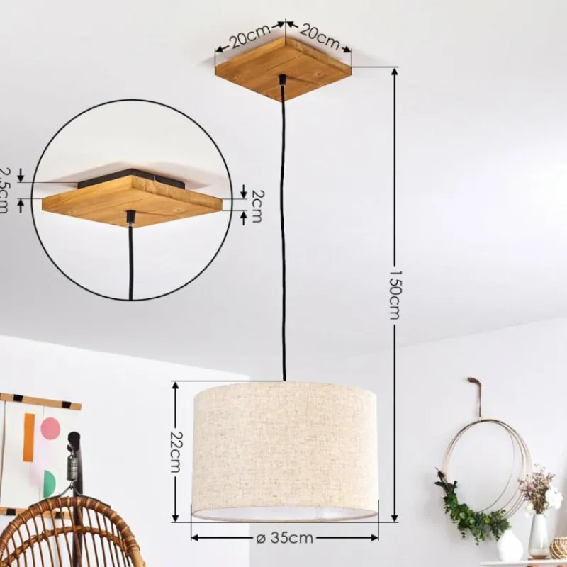 Lampes En Tissu-hofstein Suspension Shiburg Bois clair, 1 lumière