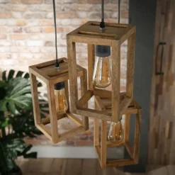 Style Boho-Chic-hofstein Suspension Siddeburen Bois foncé, 3 lumières