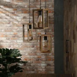 Style Boho-Chic-hofstein Suspension Siddeburen Bois foncé, 3 lumières