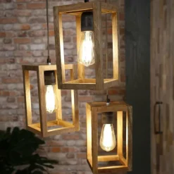Style Boho-Chic-hofstein Suspension Siddeburen Bois foncé, 3 lumières