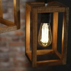 Style Boho-Chic-hofstein Suspension Siddeburen Bois foncé, 3 lumières