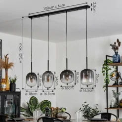 hofstein Suspension Skiatook Noir, 4 lumières