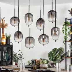 hofstein Suspension Skiatook Noir, 8 lumières