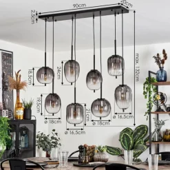 hofstein Suspension Skiatook Noir, 8 lumières