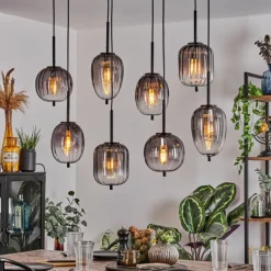 hofstein Suspension Skiatook Noir, 8 lumières