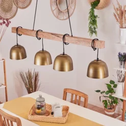 Style Boho-Chic-hofstein Suspension Sontey Écru, Noir, 4 lumières