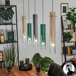 Suspension Verre Fumé-hofstein Suspension Souffort LED Chrome, 5 lumières