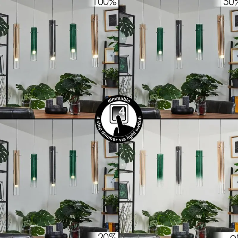 Suspension Verre Fumé-hofstein Suspension Souffort LED Chrome, 5 lumières