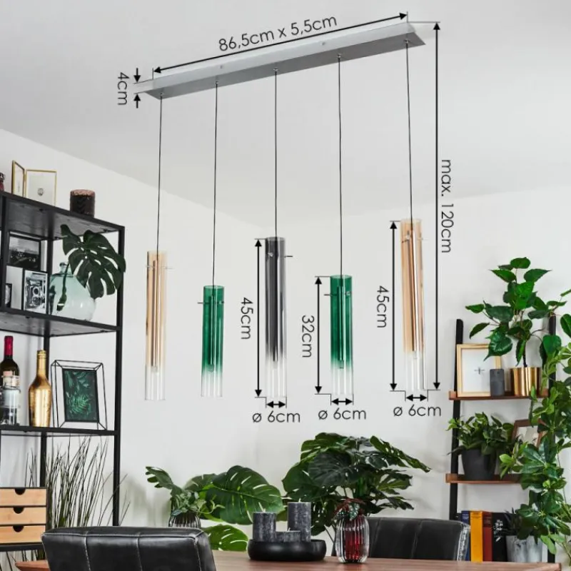 Suspension Verre Fumé-hofstein Suspension Souffort LED Chrome, 5 lumières