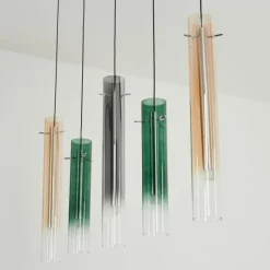 Suspension Verre Fumé-hofstein Suspension Souffort LED Chrome, 5 lumières