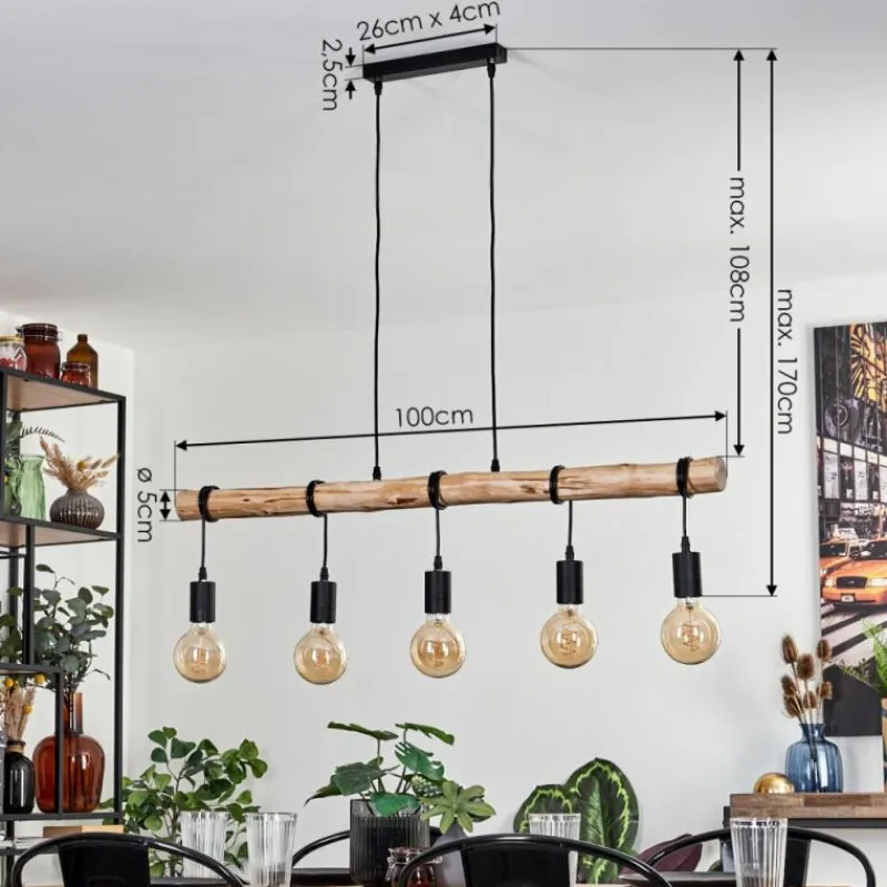 Luminaires Scandinaves-hofstein Suspension Soungou Écru, Noir, 5 lumières