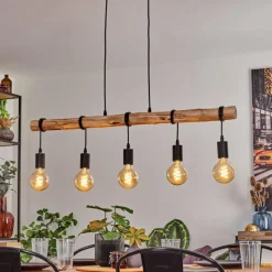 Luminaires Scandinaves-hofstein Suspension Soungou Écru, Noir, 5 lumières