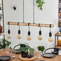 Luminaires Scandinaves-hofstein Suspension Soungou Écru, Noir, 5 lumières