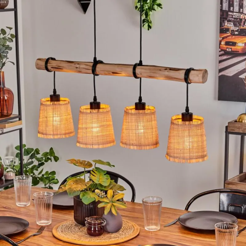 Luminaires Scandinaves-hofstein Suspension Soungou Écru, Noir, 4 lumières