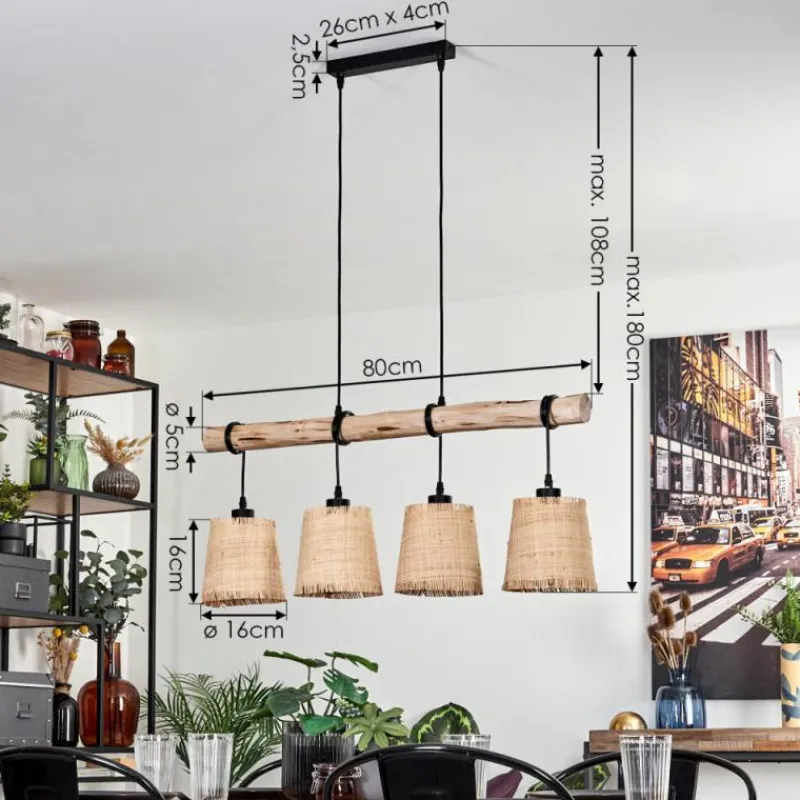 Luminaires Scandinaves-hofstein Suspension Soungou Écru, Noir, 4 lumières
