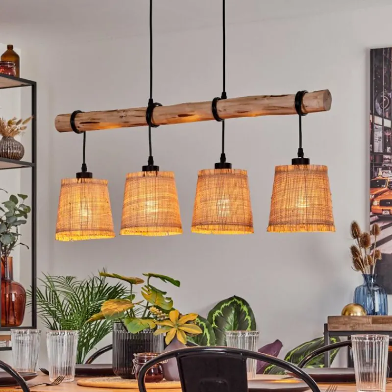 Luminaires Scandinaves-hofstein Suspension Soungou Écru, Noir, 4 lumières