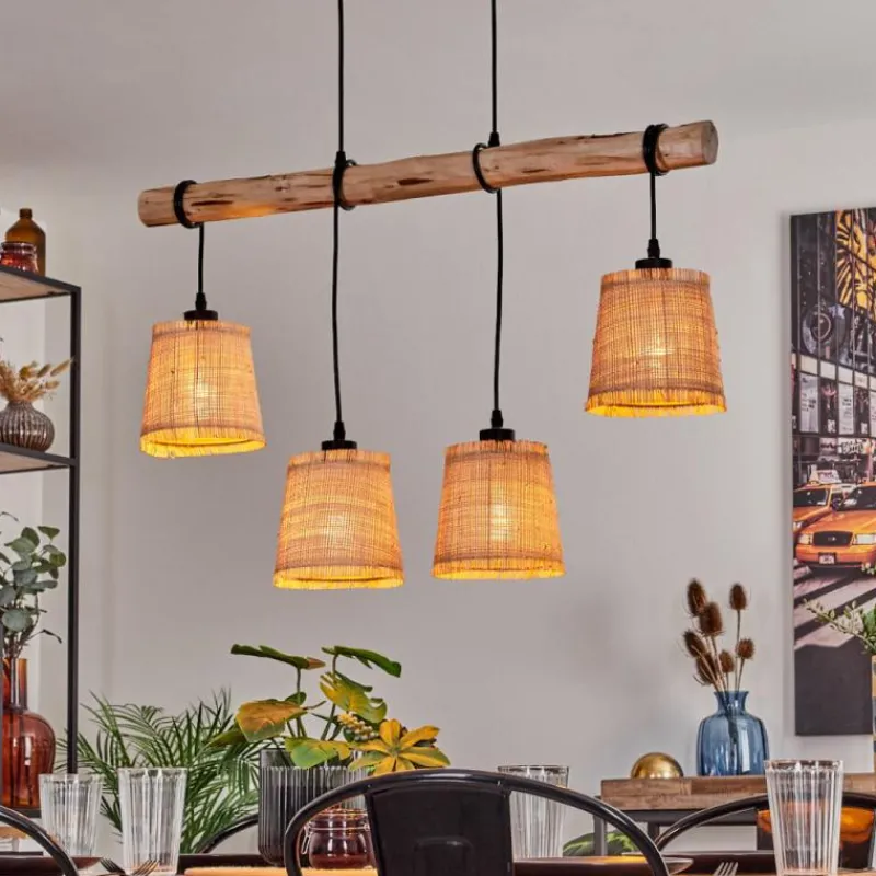 Luminaires Scandinaves-hofstein Suspension Soungou Écru, Noir, 4 lumières