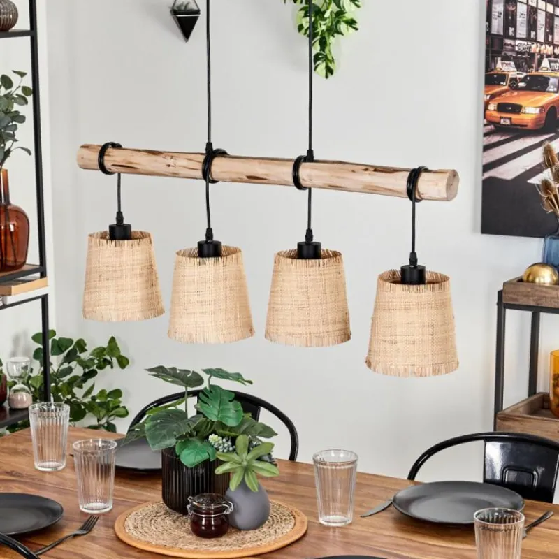 Luminaires Scandinaves-hofstein Suspension Soungou Écru, Noir, 4 lumières