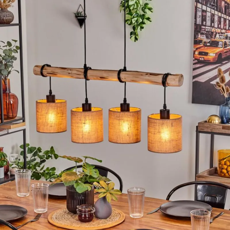 Lampes En Tissu-hofstein Suspension Soungou Écru, Noir, 4 lumières