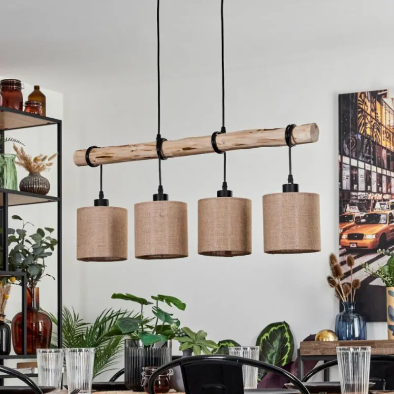 Lampes En Tissu-hofstein Suspension Soungou Écru, Noir, 4 lumières