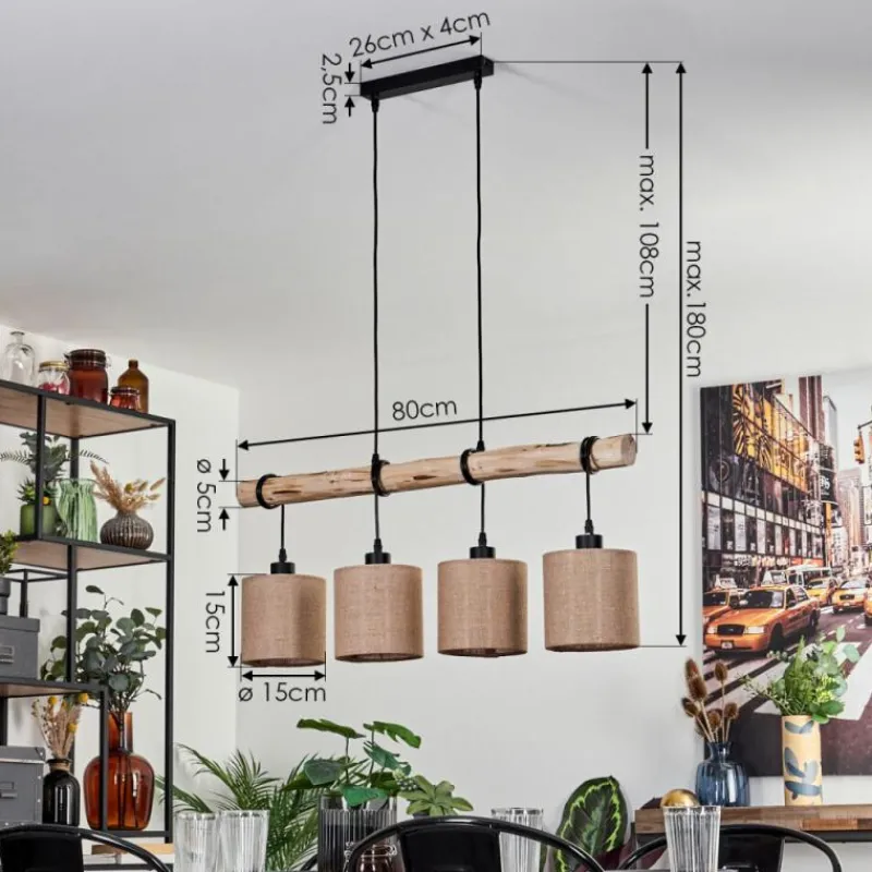 Lampes En Tissu-hofstein Suspension Soungou Écru, Noir, 4 lumières