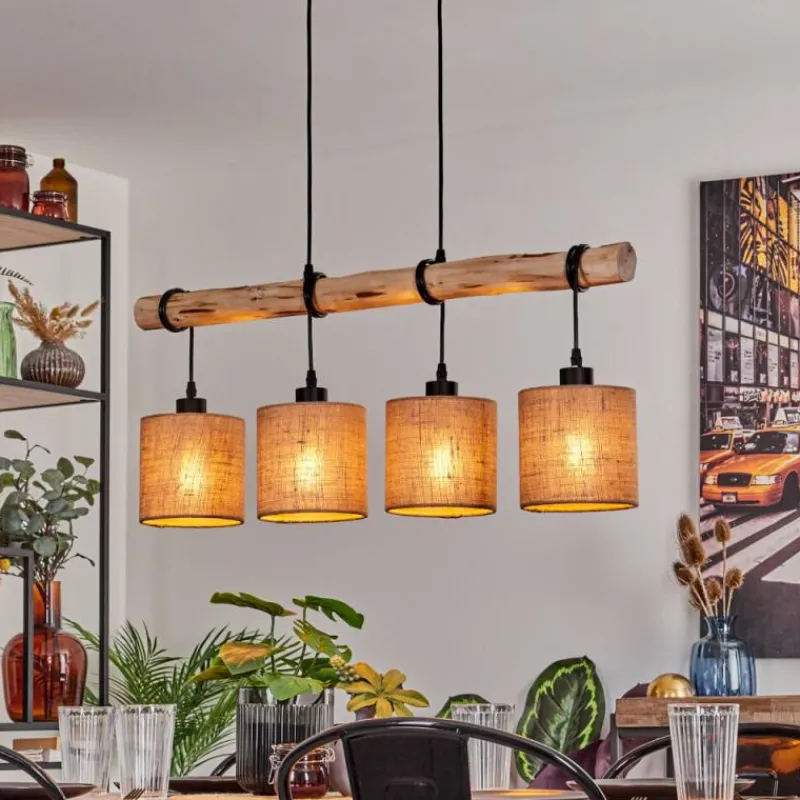 Lampes En Tissu-hofstein Suspension Soungou Écru, Noir, 4 lumières