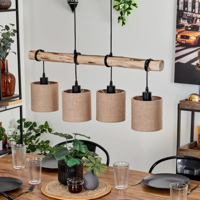 Lampes En Tissu-hofstein Suspension Soungou Écru, Noir, 4 lumières
