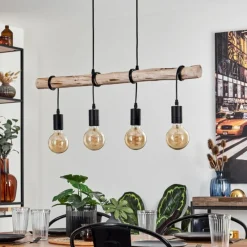 Luminaires Scandinaves-hofstein Suspension Soungou Écru, Noir, 4 lumières