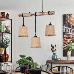 Luminaires Scandinaves-hofstein Suspension Soungou Écru, Noir, 3 lumières